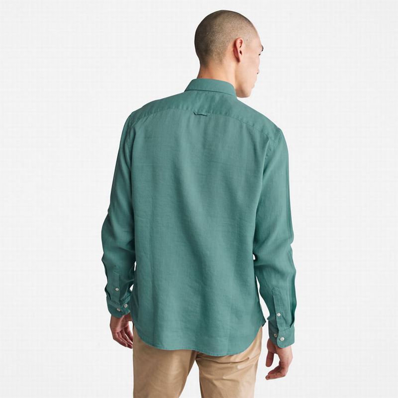 Timberland Mill River Slim-Fit Linen Košulje Tirkizne | 4087189