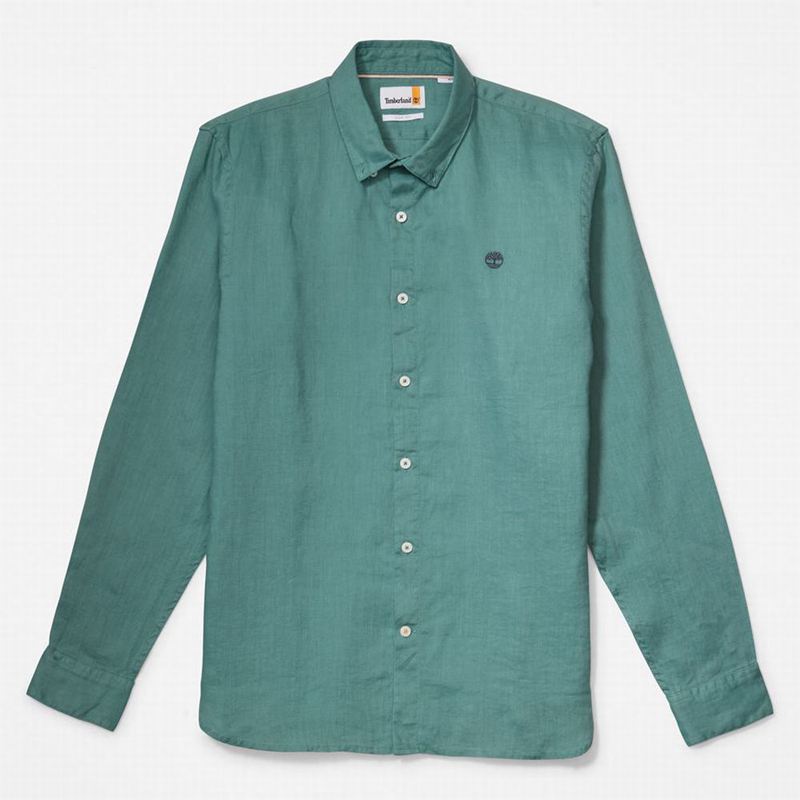 Timberland Mill River Slim-Fit Linen Košulje Tirkizne | 4087189