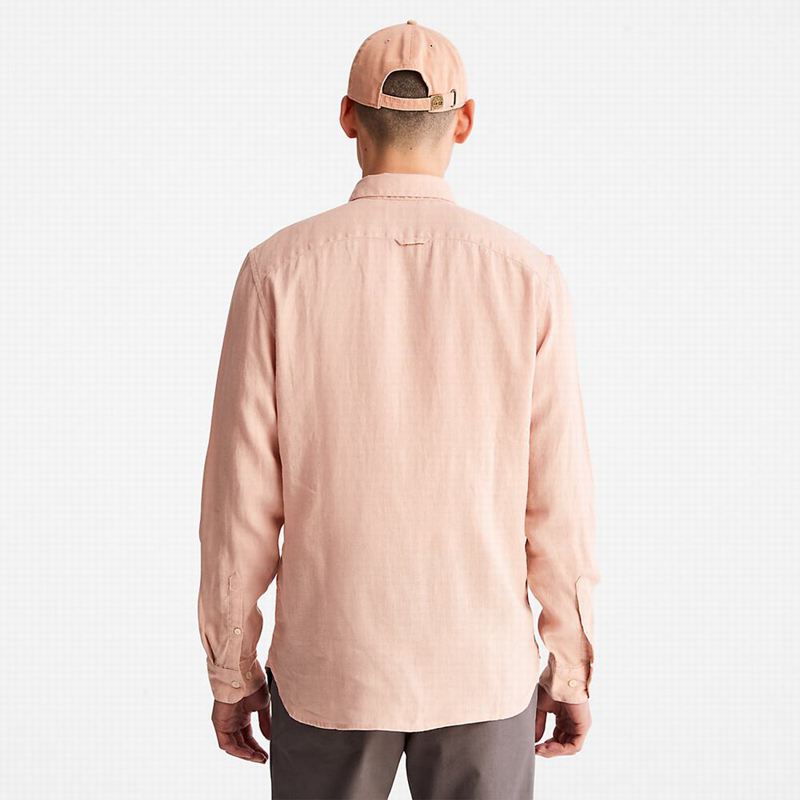 Timberland Mill River Slim-Fit Linen Košulje Roze | 78560037