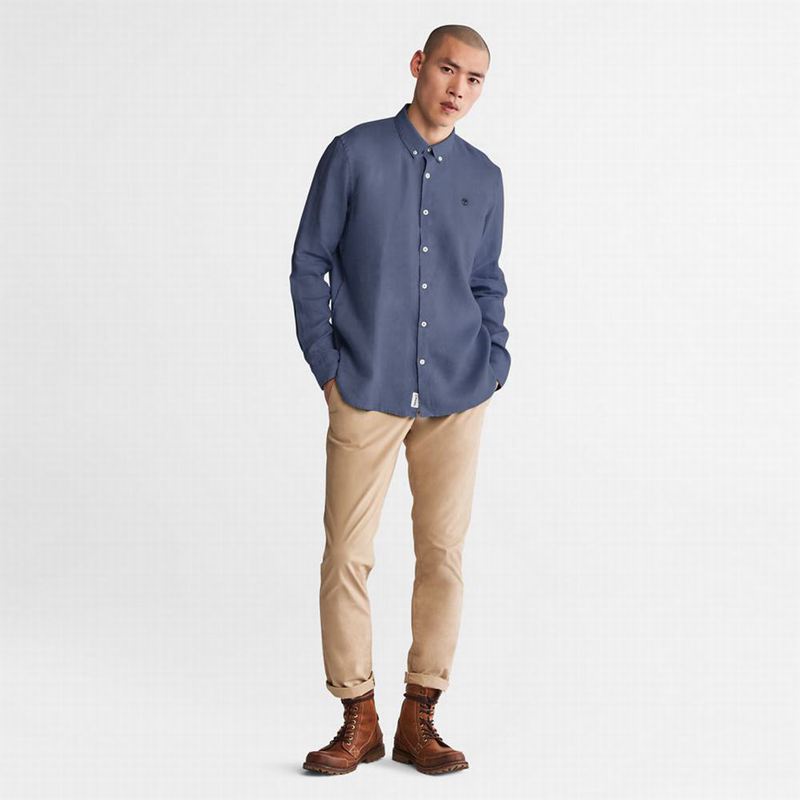 Timberland Mill River Slim-Fit Linen Košulje Tamnoplave | 98485231