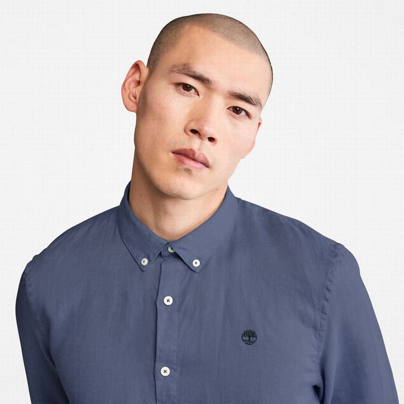 Timberland Mill River Slim-Fit Linen Košulje Tamnoplave | 98485231