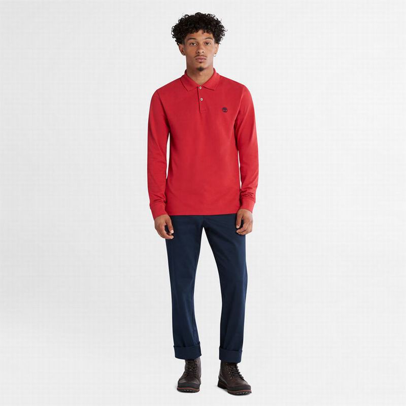 Timberland Millers River LS Polo Majice Crvene | 46489035