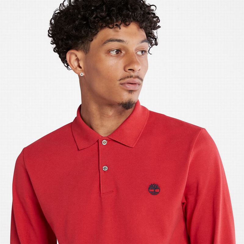 Timberland Millers River LS Polo Majice Crvene | 46489035