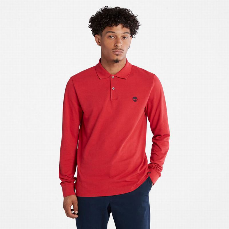 Timberland Millers River LS Polo Majice Crvene | 46489035
