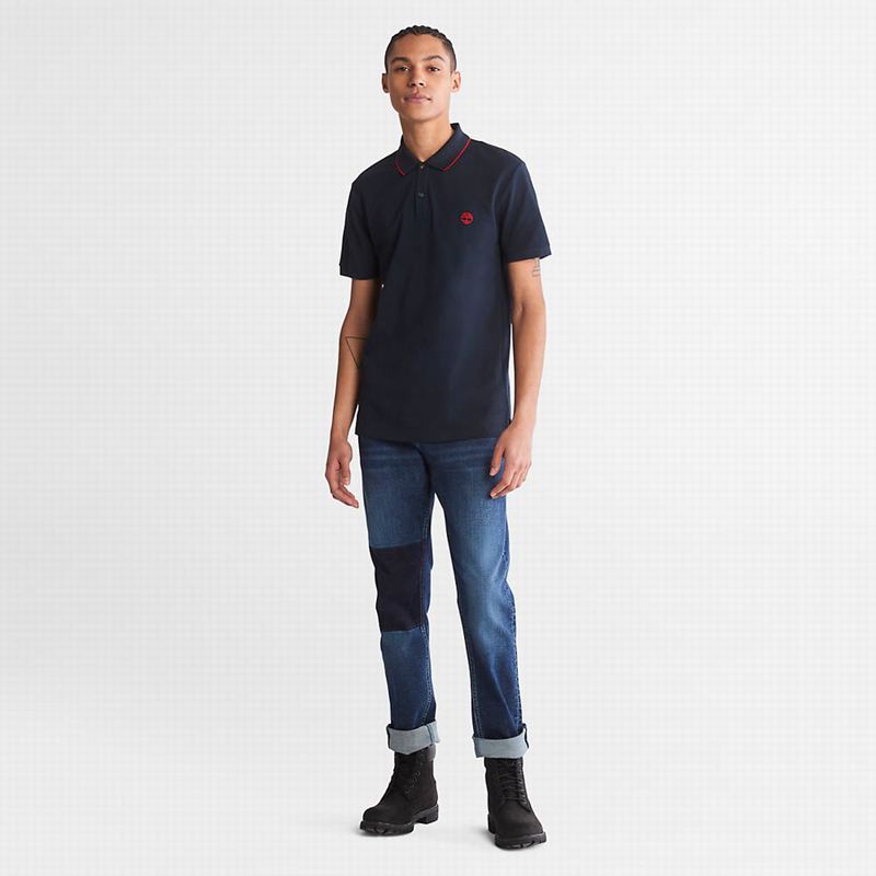 Timberland Millers River Print-Collar Polo Majice Tamnoplave | 43877168