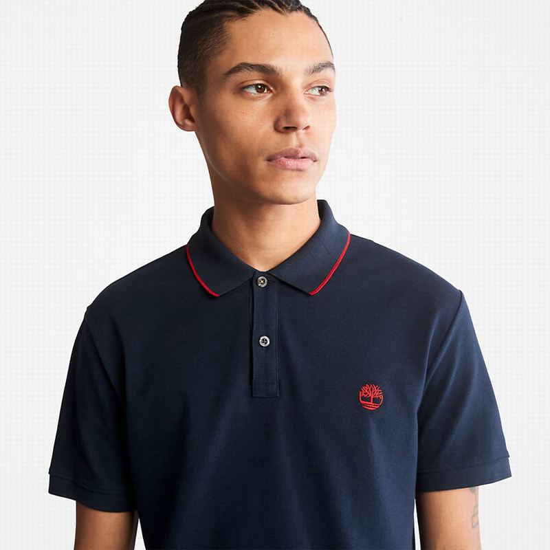 Timberland Millers River Print-Collar Polo Majice Tamnoplave | 43877168