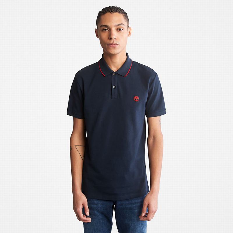 Timberland Millers River Print-Collar Polo Majice Tamnoplave | 43877168