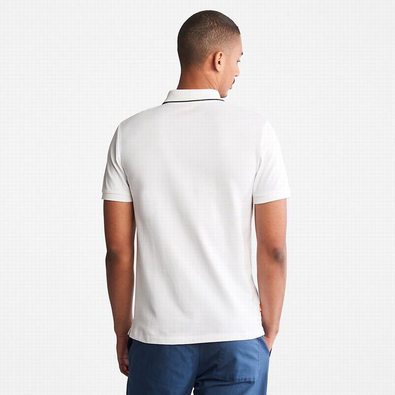 Timberland Millers River Print-Collar Polo Majice Bijele | 6011775