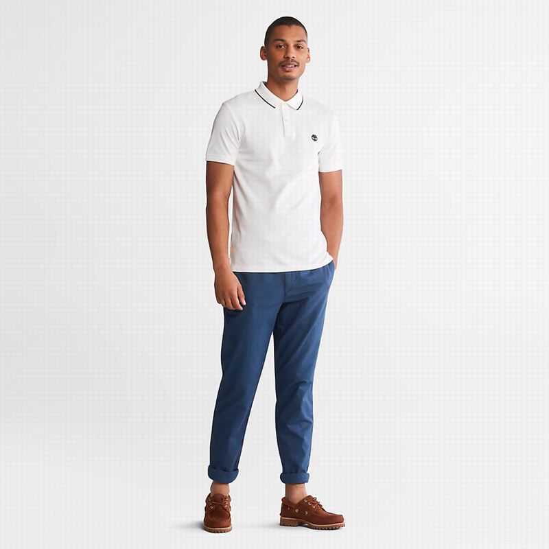 Timberland Millers River Print-Collar Polo Majice Bijele | 6011775