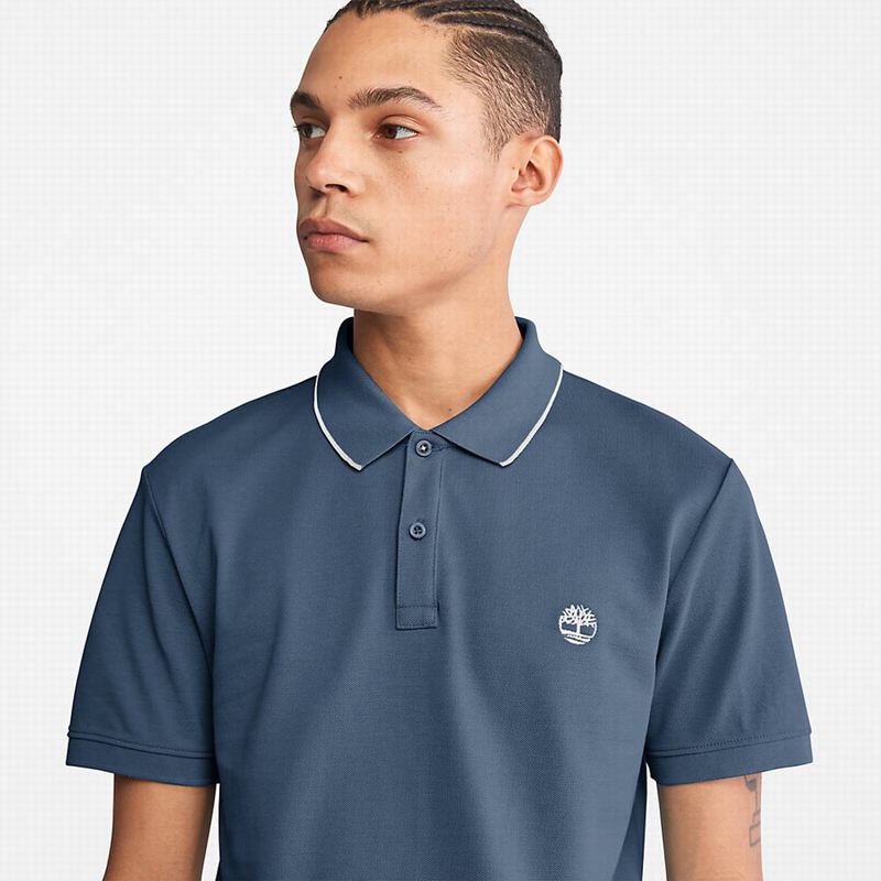 Timberland Millers River Print-Collar Polo Majice Plave | 61595905