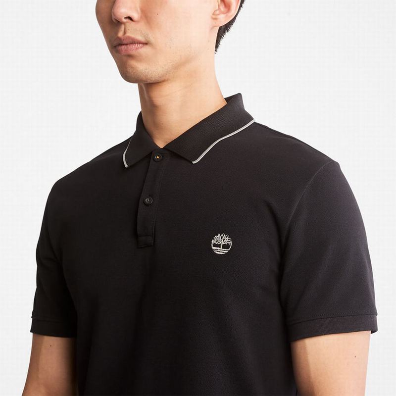 Timberland Millers River Print-Collar Polo Majice Crne | 77455339
