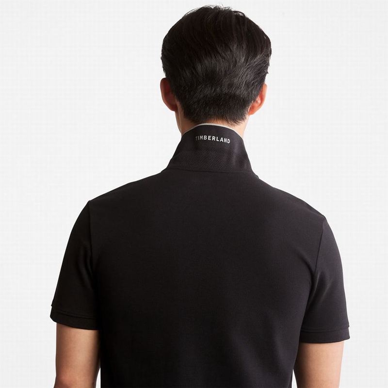 Timberland Millers River Print-Collar Polo Majice Crne | 77455339