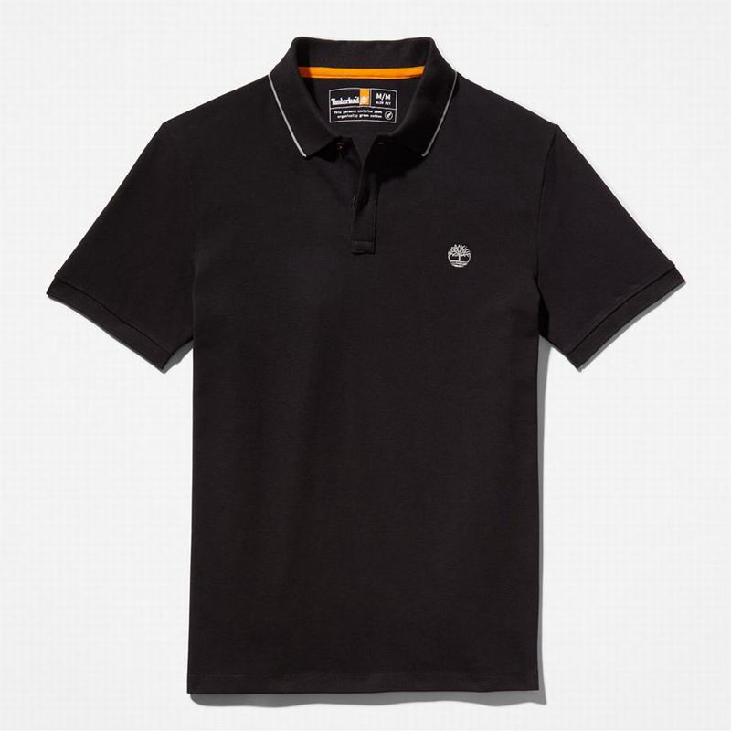 Timberland Millers River Print-Collar Polo Majice Crne | 77455339