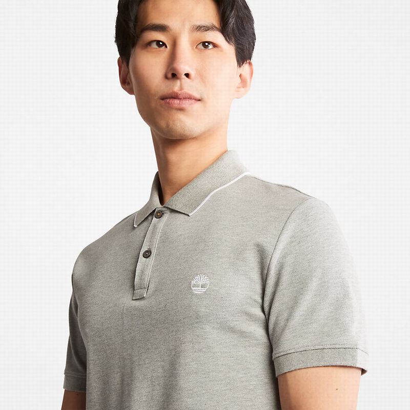 Timberland Millers River Print-Collar Polo Majice Sive | 97609817