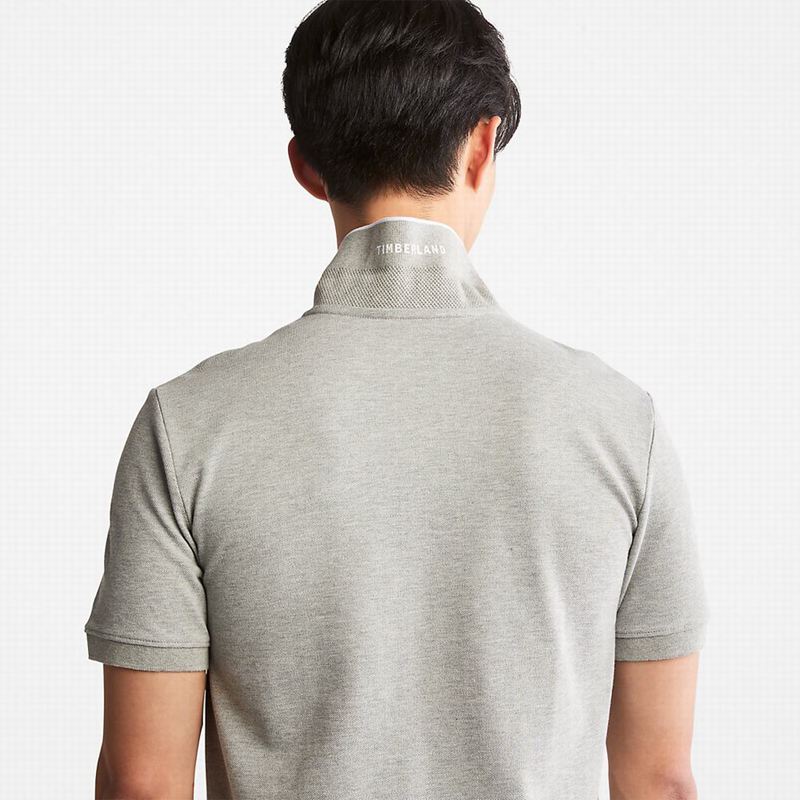 Timberland Millers River Print-Collar Polo Majice Sive | 97609817