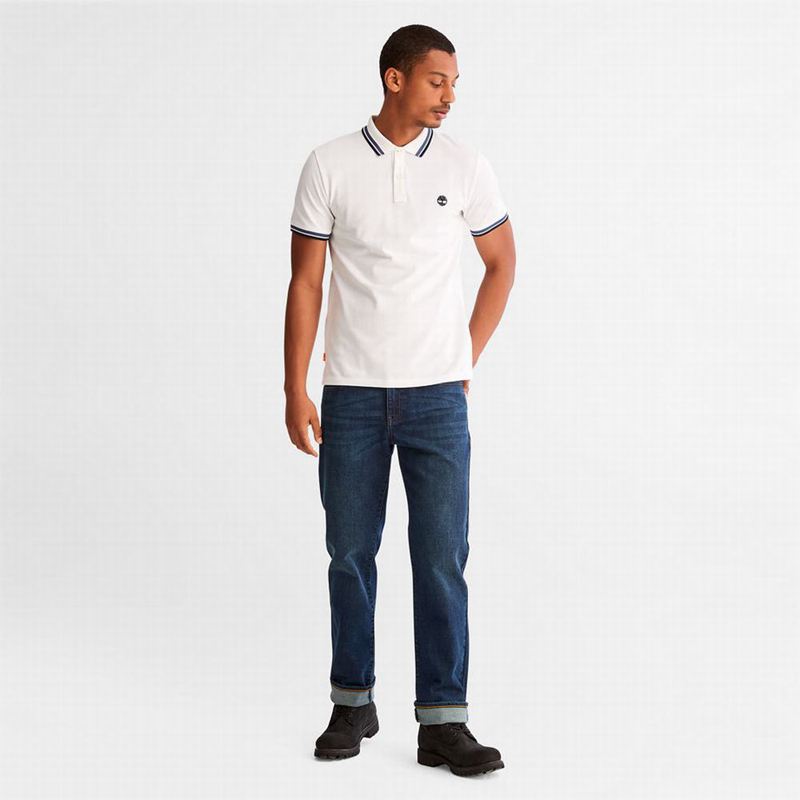 Timberland Millers River Tipped Polo Majice Bijele | 76375932