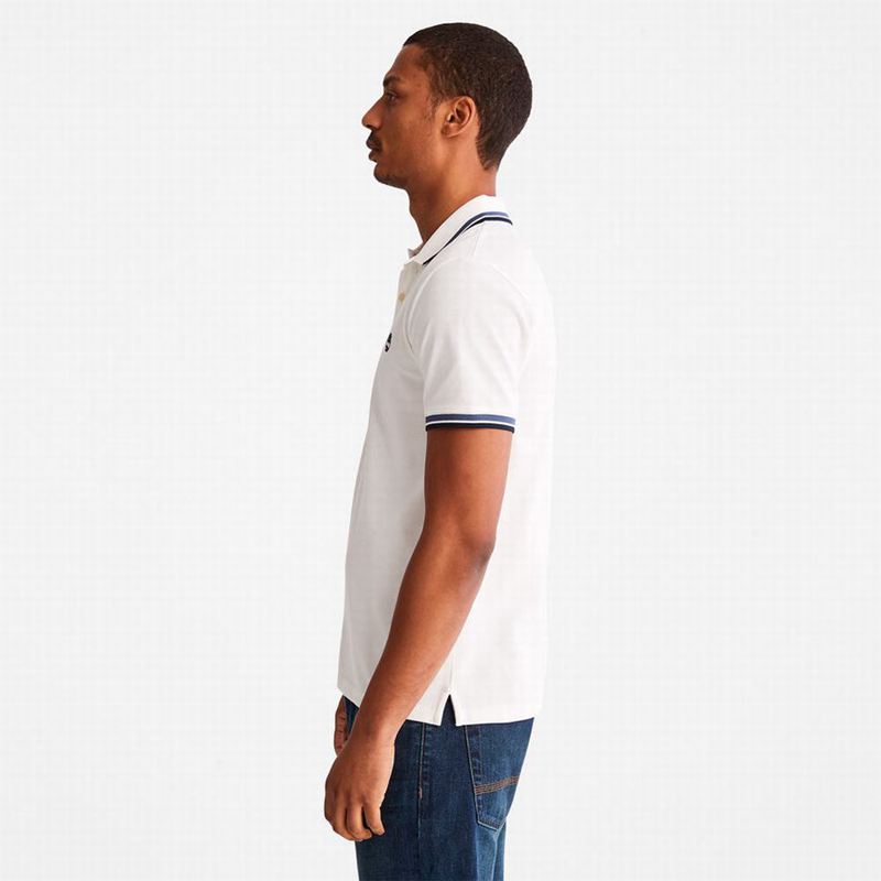 Timberland Millers River Tipped Polo Majice Bijele | 76375932