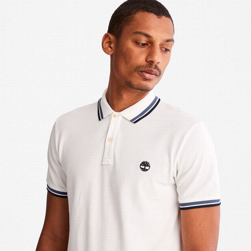Timberland Millers River Tipped Polo Majice Bijele | 76375932