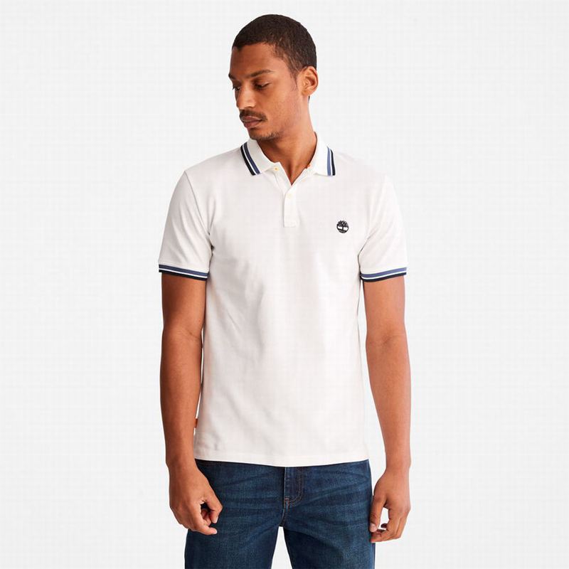Timberland Millers River Tipped Polo Majice Bijele | 76375932