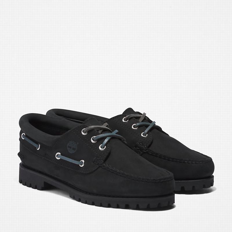 Timberland Noreen 3-Eye Lug Handsewn Cipele Za Čamce Crne | 55305157
