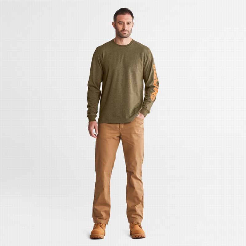 Timberland PRO Base Plate Blended Short-Sleeve Dugi Rukav Maslinasto Zelene | 44026417