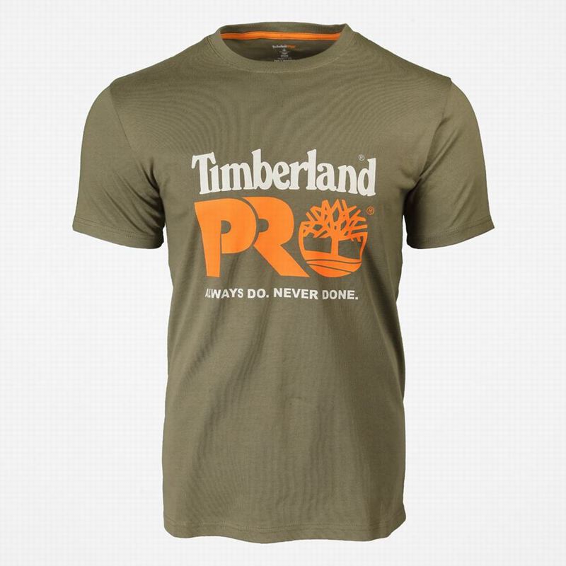 Timberland PRO Base Plate Short-Sleeve Logo Majice Maslinasto Zelene | 24264907