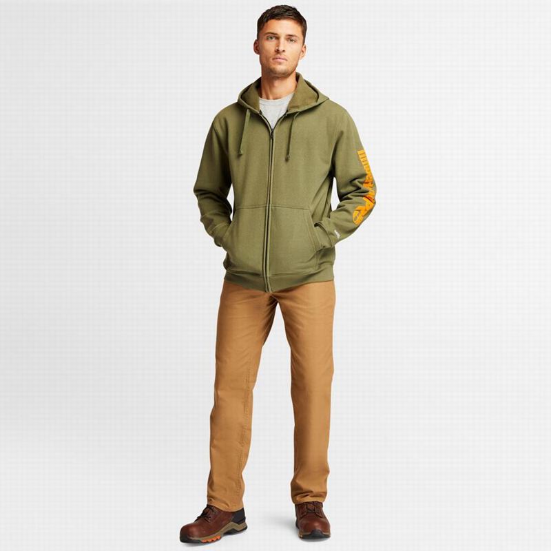 Timberland PRO Hood Honcho Sport Zip-Front Majica S Kapuljačom Maslinasto Zelene | 55150119