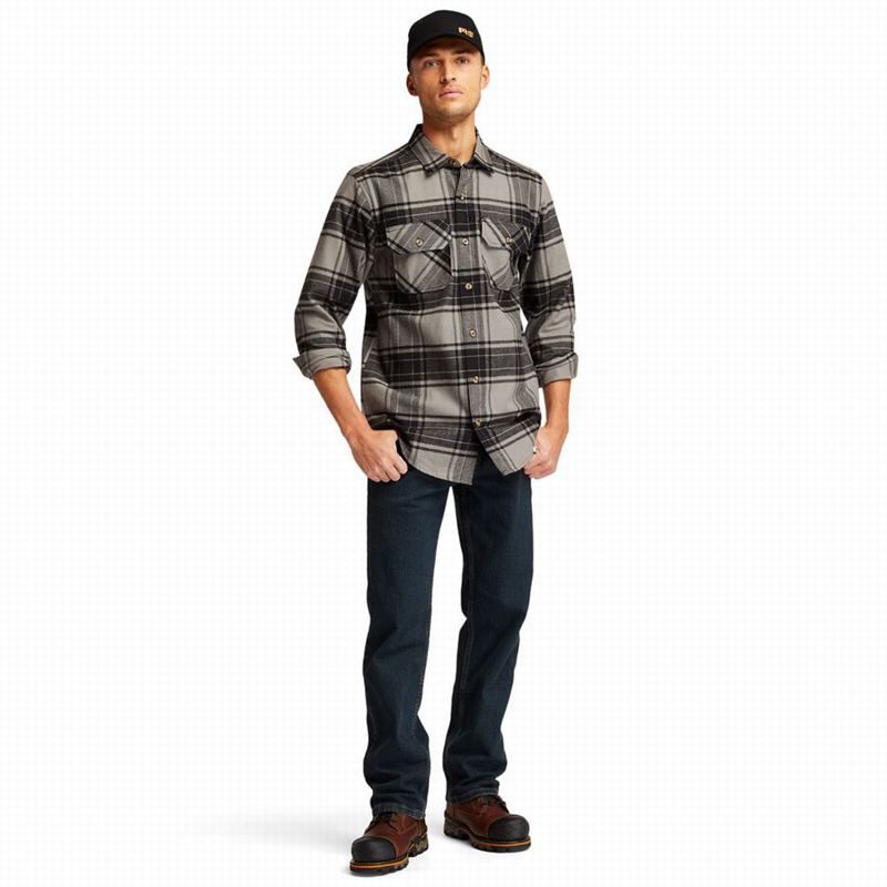 Timberland PRO Woodfort Heavyweight Flannel Work Košulje Sive | 56808347