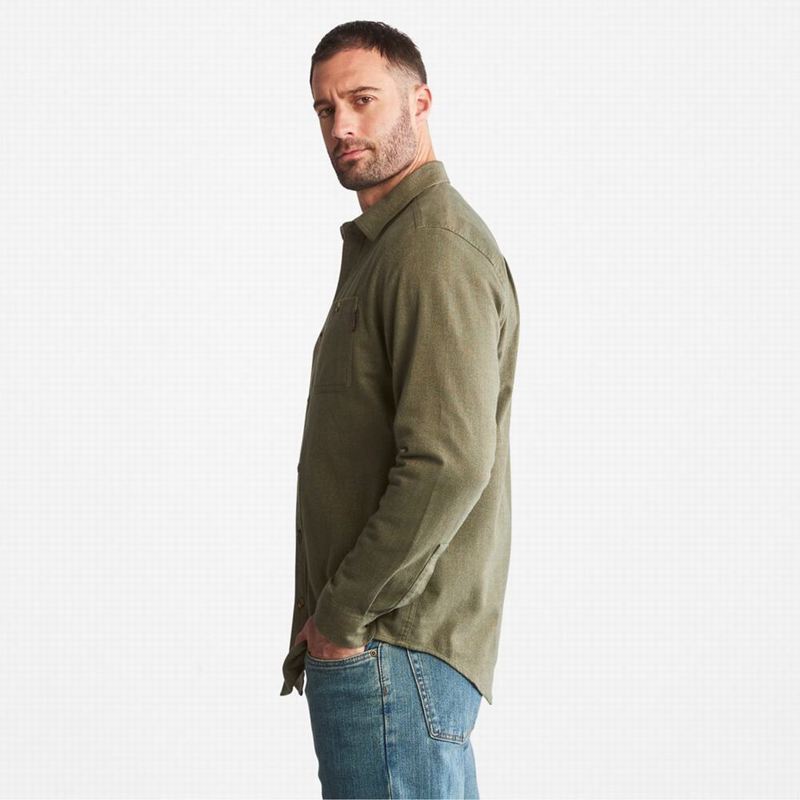 Timberland PRO Woodfort Midweight Flannel Work Košulje Maslinasto Zelene | 26857013