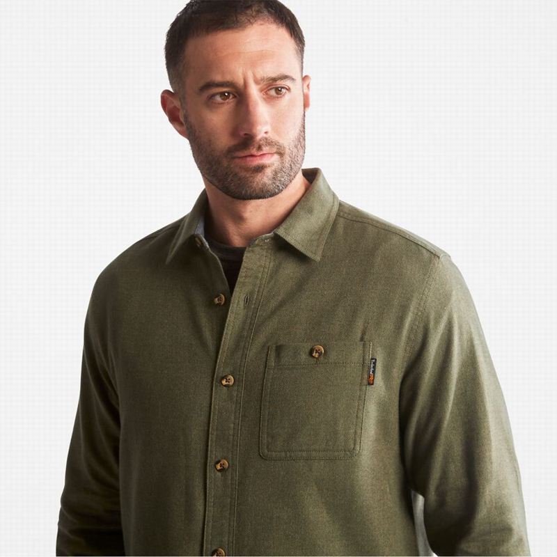 Timberland PRO Woodfort Midweight Flannel Work Košulje Maslinasto Zelene | 26857013