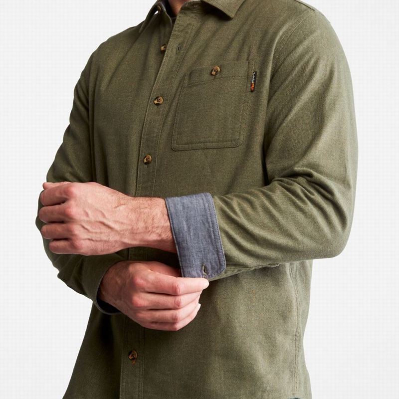 Timberland PRO Woodfort Midweight Flannel Work Košulje Maslinasto Zelene | 26857013