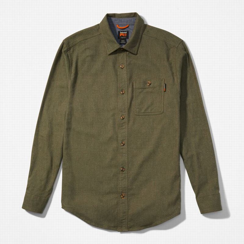 Timberland PRO Woodfort Midweight Flannel Work Košulje Maslinasto Zelene | 26857013