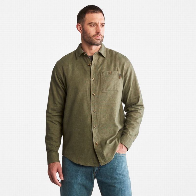 Timberland PRO Woodfort Midweight Flannel Work Košulje Maslinasto Zelene | 26857013