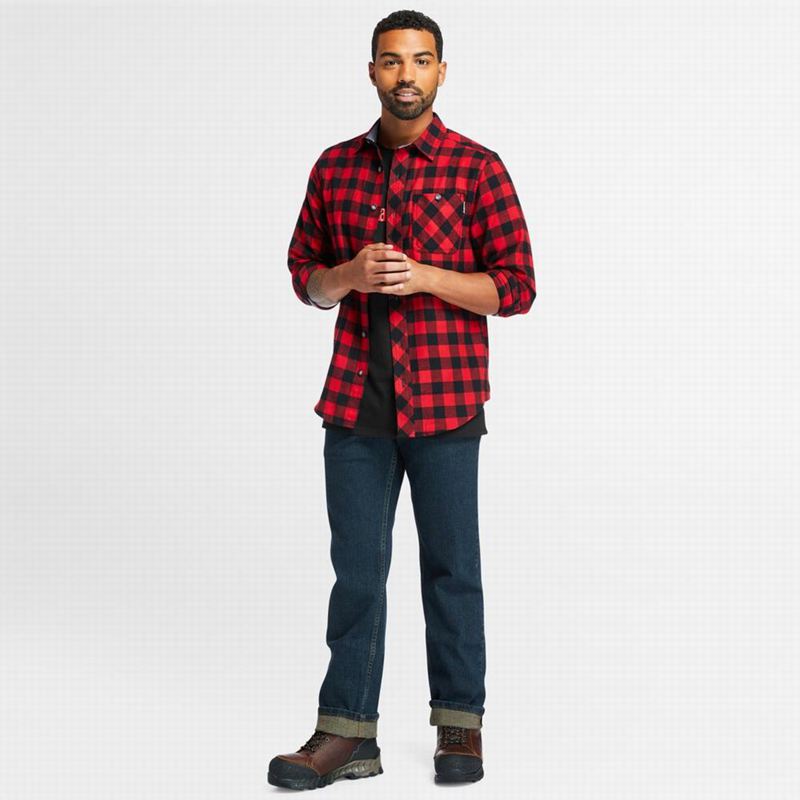 Timberland PRO Woodfort Midweight Flannel Work Košulje Crne | 89255271