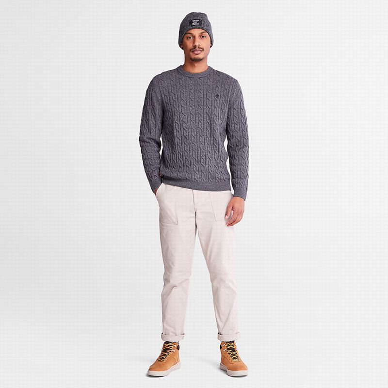 Timberland Phillips Brook Cable-knit Džemperi Sive | 58684863