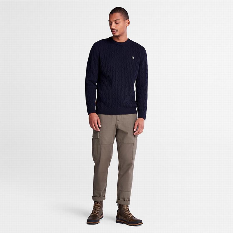 Timberland Phillips Brook Cable-knit Džemperi Tamnoplave | 97250333