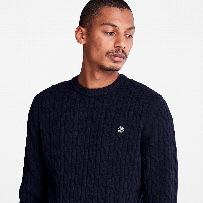 Timberland Phillips Brook Cable-knit Džemperi Tamnoplave | 97250333