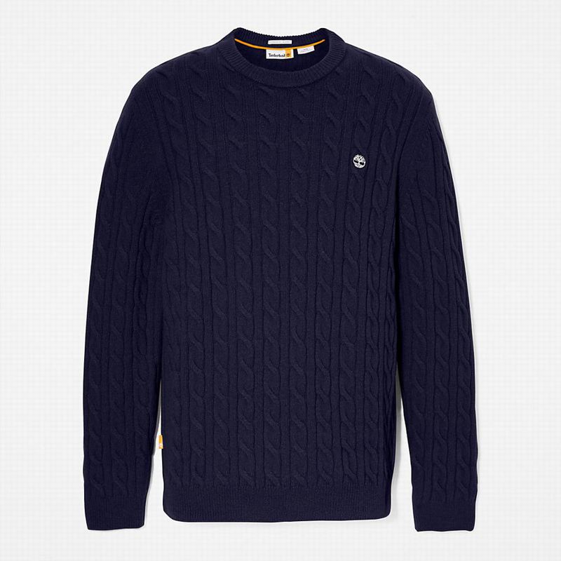 Timberland Phillips Brook Cable-knit Džemperi Tamnoplave | 97250333