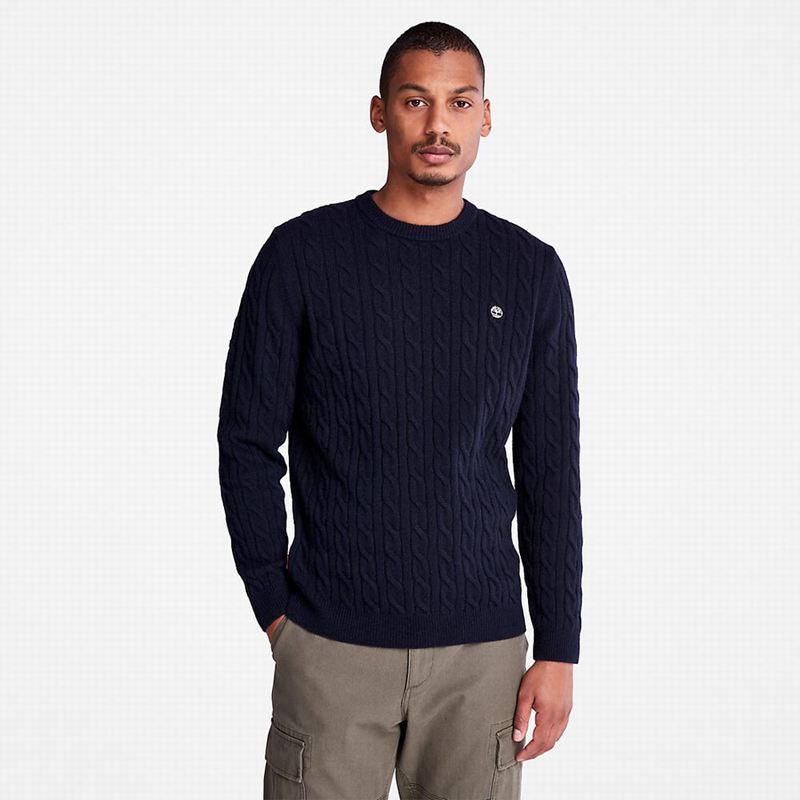 Timberland Phillips Brook Cable-knit Džemperi Tamnoplave | 97250333