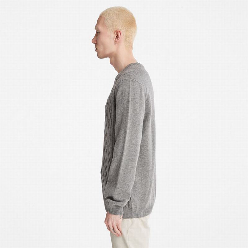Timberland Phillips Brook Vuna-Blend Cable Crewneck Džemperi Sive | 62919473
