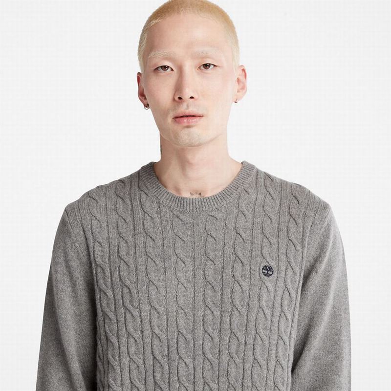 Timberland Phillips Brook Vuna-Blend Cable Crewneck Džemperi Sive | 62919473