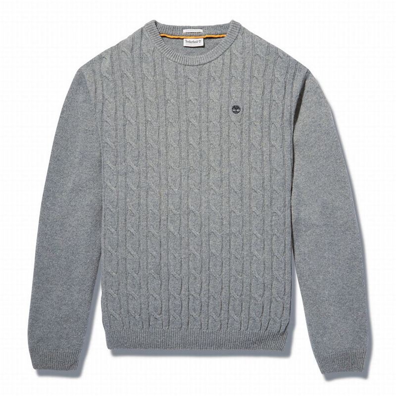 Timberland Phillips Brook Vuna-Blend Cable Crewneck Džemperi Sive | 62919473
