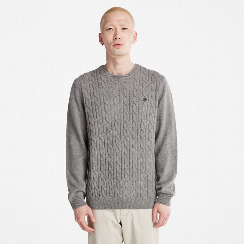 Timberland Phillips Brook Vuna-Blend Cable Crewneck Džemperi Sive | 62919473