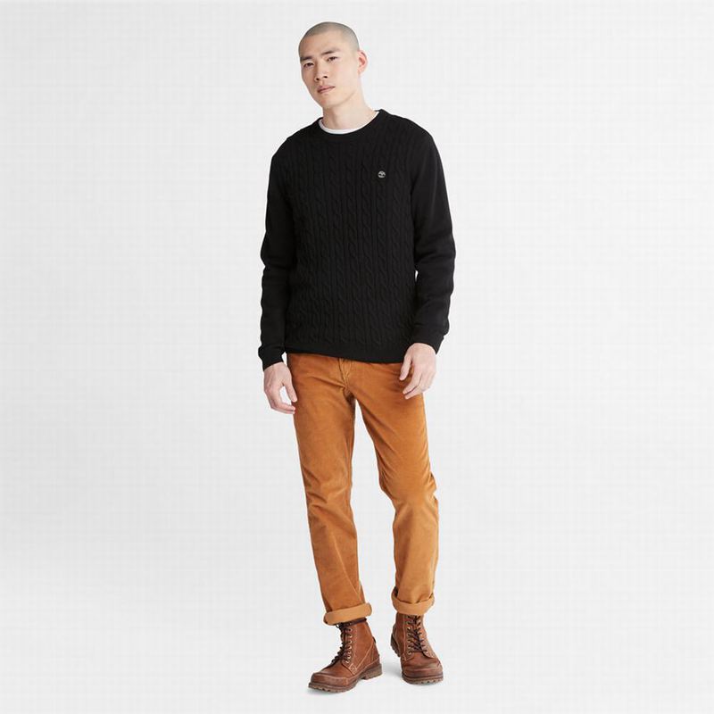 Timberland Phillips Brook Vuna-Blend Cable Crewneck Džemperi Crne | 74623132