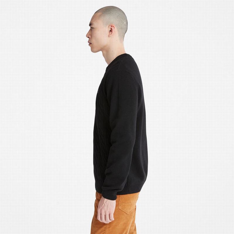Timberland Phillips Brook Vuna-Blend Cable Crewneck Džemperi Crne | 74623132