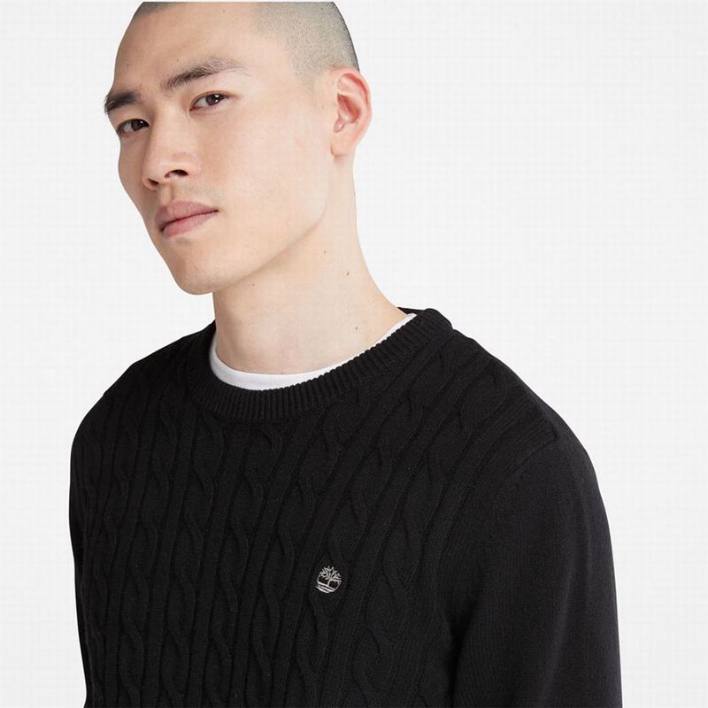 Timberland Phillips Brook Vuna-Blend Cable Crewneck Džemperi Crne | 74623132