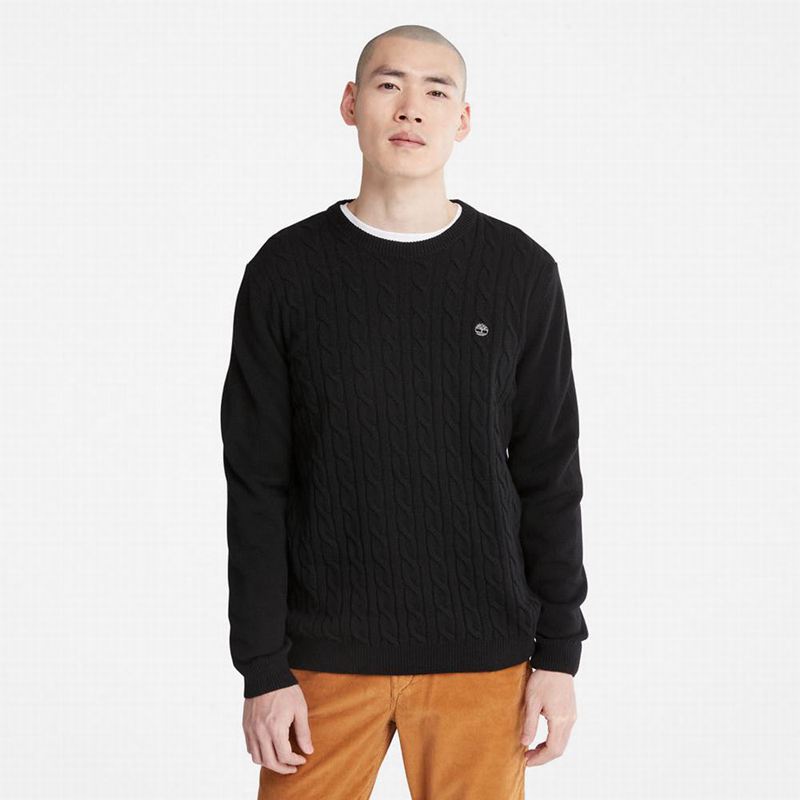 Timberland Phillips Brook Vuna-Blend Cable Crewneck Džemperi Crne | 74623132