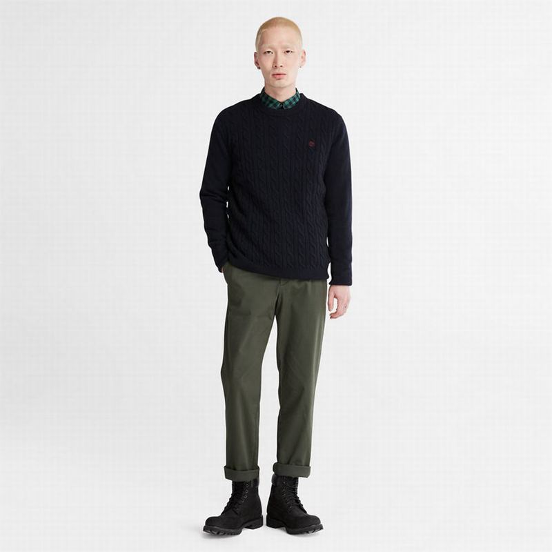 Timberland Phillips Brook Vuna-Blend Cable Crewneck Džemperi Tamnoplave | 74888091