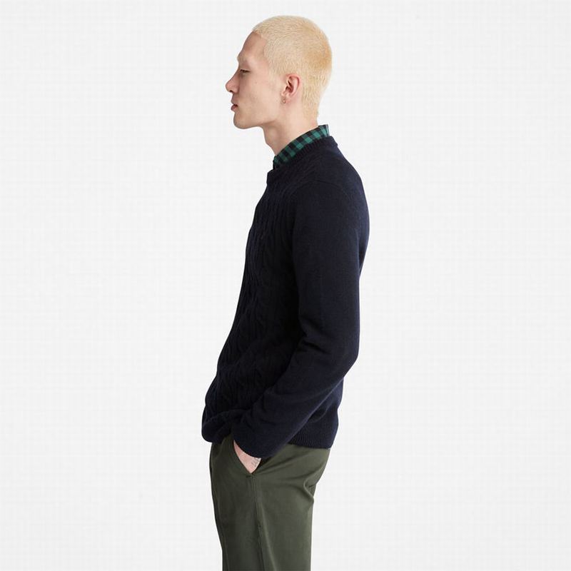 Timberland Phillips Brook Vuna-Blend Cable Crewneck Džemperi Tamnoplave | 74888091