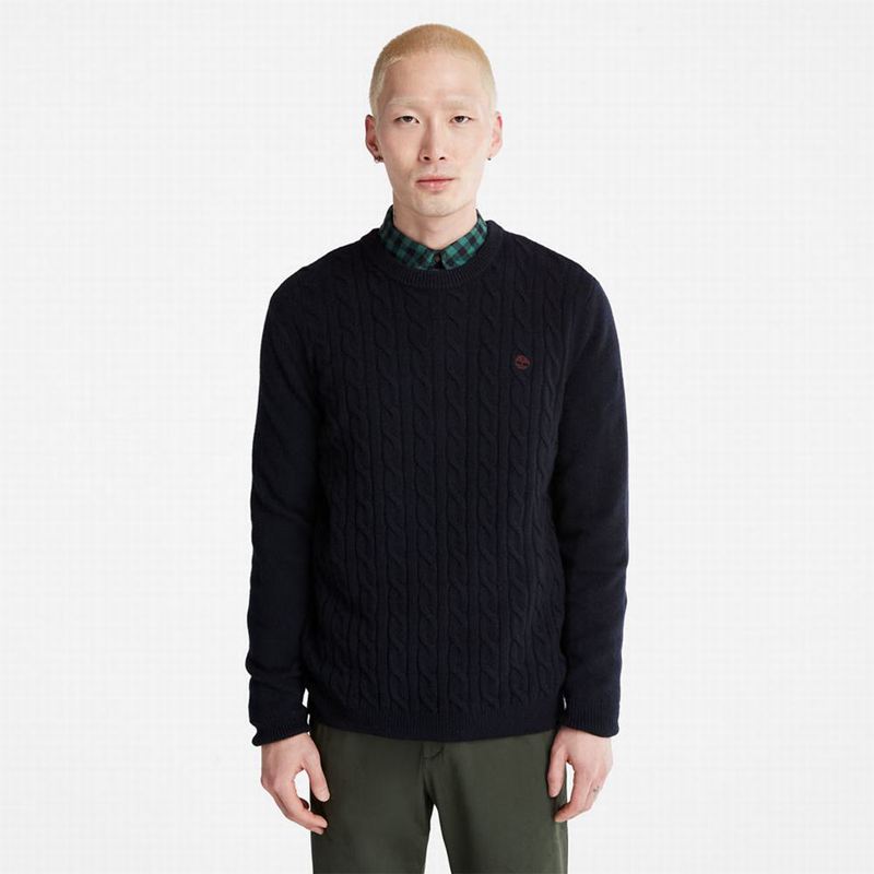 Timberland Phillips Brook Vuna-Blend Cable Crewneck Džemperi Tamnoplave | 74888091